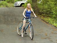 Mae Olsen Riding A Bicycle And Then Getting Nude!