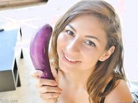 Nina North Outside Working A Purple Dildo Into For Pussy!