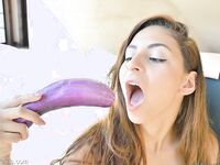 Nina North Outside Working A Purple Dildo Into For Pussy!