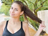 Nina North Is Out For A Topless Run!