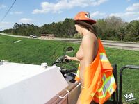 Val Dodds Flashing At A Construction Site!
