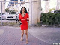 Aaliyah Hadid In A Sexy Red Dress Fucking On The Bang Bus!