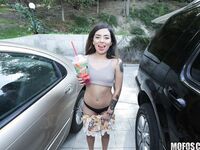 Amina Allure Strips Outside And Then Fucks Inside!