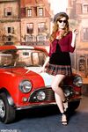 Faye Reagan Posing With A Mini Cooper!