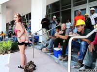 Riley Shy Flashes The Guys Then Fucks One Of Them!