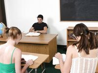 Faith Leone And Cindy Sterling Sucking Off The Professor!