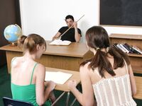 Faith Leone And Cindy Sterling Sucking Off The Professor!