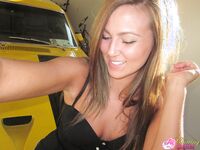 Craving Carmen In A Muscle Car Flashing Us!