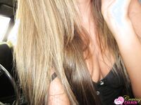 Craving Carmen In A Muscle Car Flashing Us!