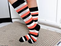 Ally Kay Spreads Wide On The Kitchen Floor!