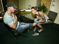 Emily Parker Gives A Guy A Tattoo And Some Pussy!