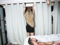 Eva Paradis Sticks Her Cock Into Her Girlfriends Mans Mouth!