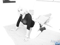 Angeles Cid Cock Is Hanging Out Of Her Pantyhose!