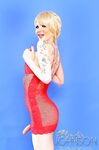 Blondie Johnson In A Little Red Dress With Her Cock Hanging Out!