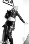Olivia Love Posing In Leather In A Black And White Set!