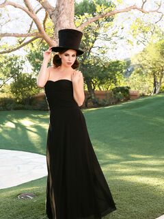Aidra Fox Outside Taking Off A Long Black Dress!