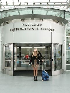 Kendra Sunderland Flashing Us At The Portland Airport!