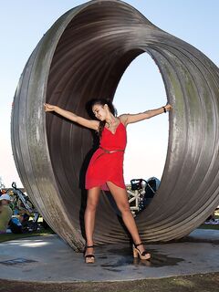 Nora Sibiel With Lots Of Flashing In Her Sexy Red Dress!