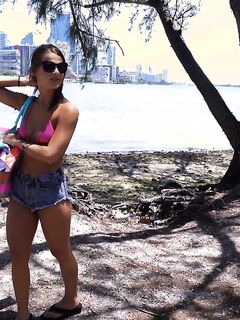 Evelin Stone In A Pink String Bikini Fucking On The Bang Bus!