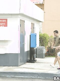 Abella Anderson Gives Head In A Public Restroom!